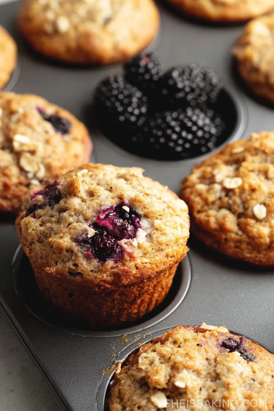 Banana Blackberry Oatmeal Muffins