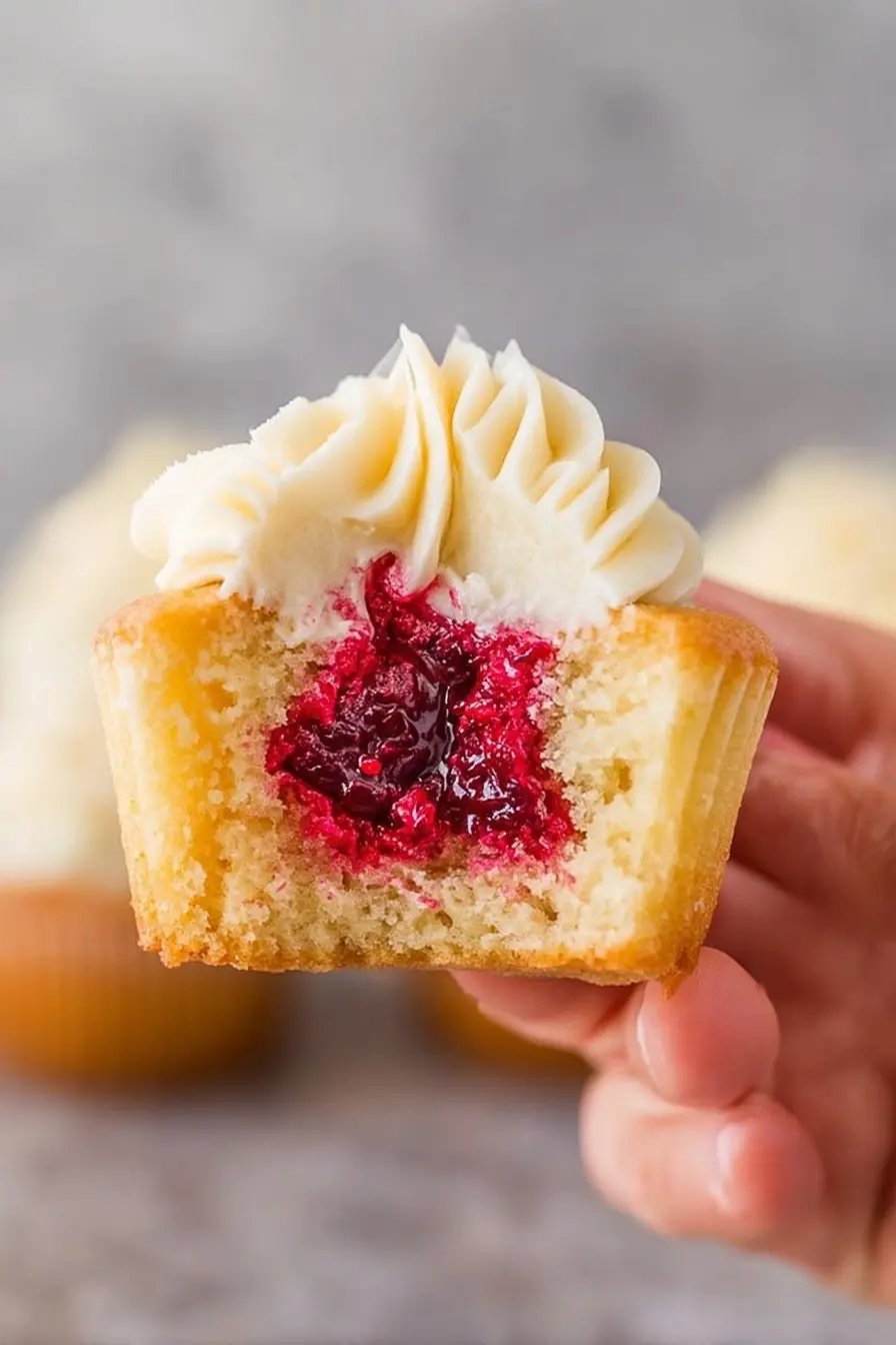 Cranberry Vanilla Cupcakes with White Chocolate Frosting