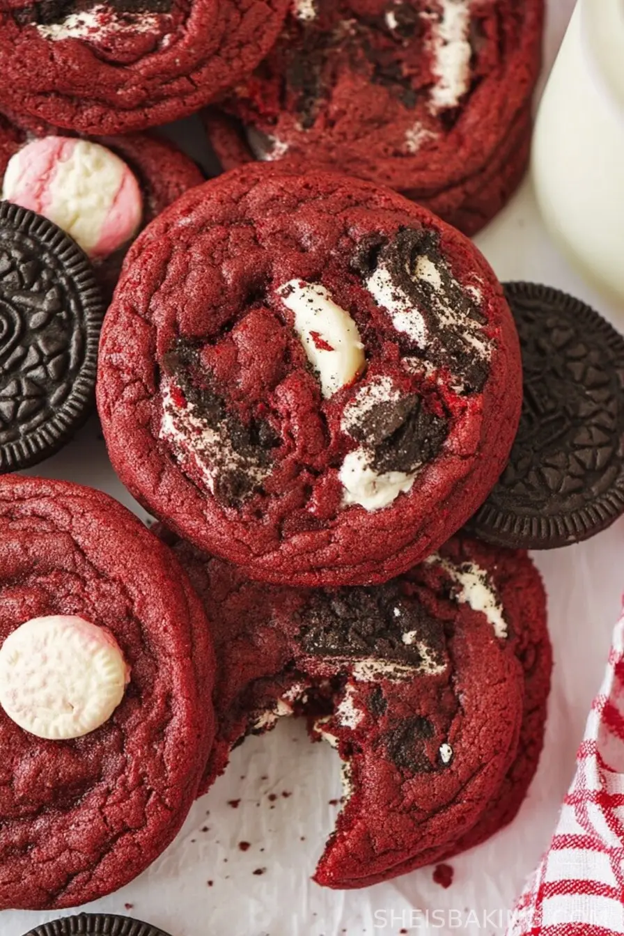 Crushed Oreo Red Velvet Cookies
