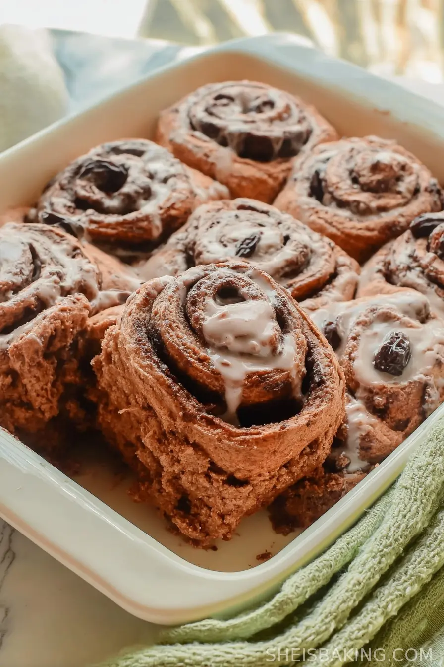 Date-Sweetened Cinnamon Rolls with Chocolate & Yogurt Glaze