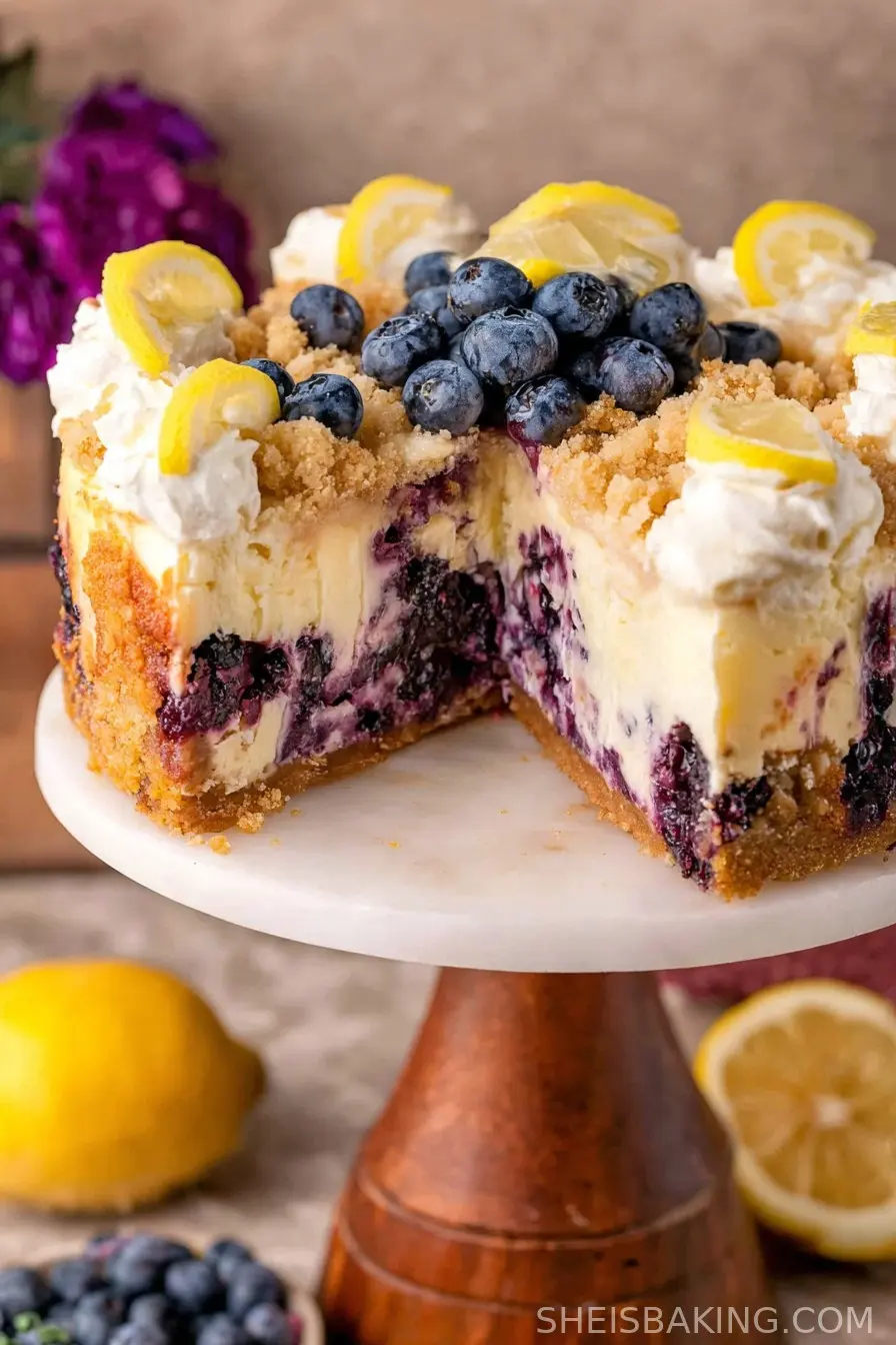 Lemon Blueberry Crumble Cheesecake