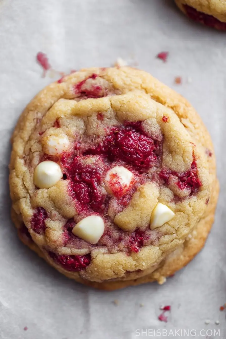 White Chocolate Raspberry Cookies - She Is Baking