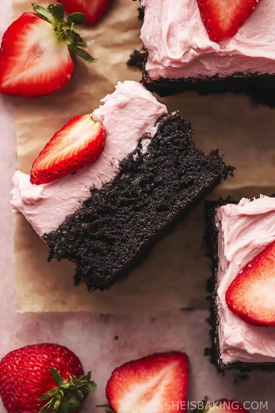 Chocolate Sheet Cake with Strawberry Frosting