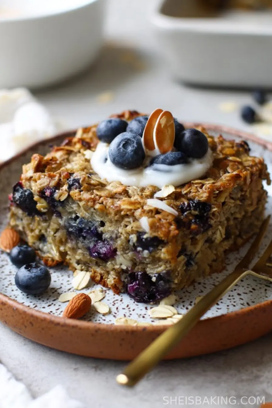 Healthy Blueberry Baked Oatmeal (Gluten-free)