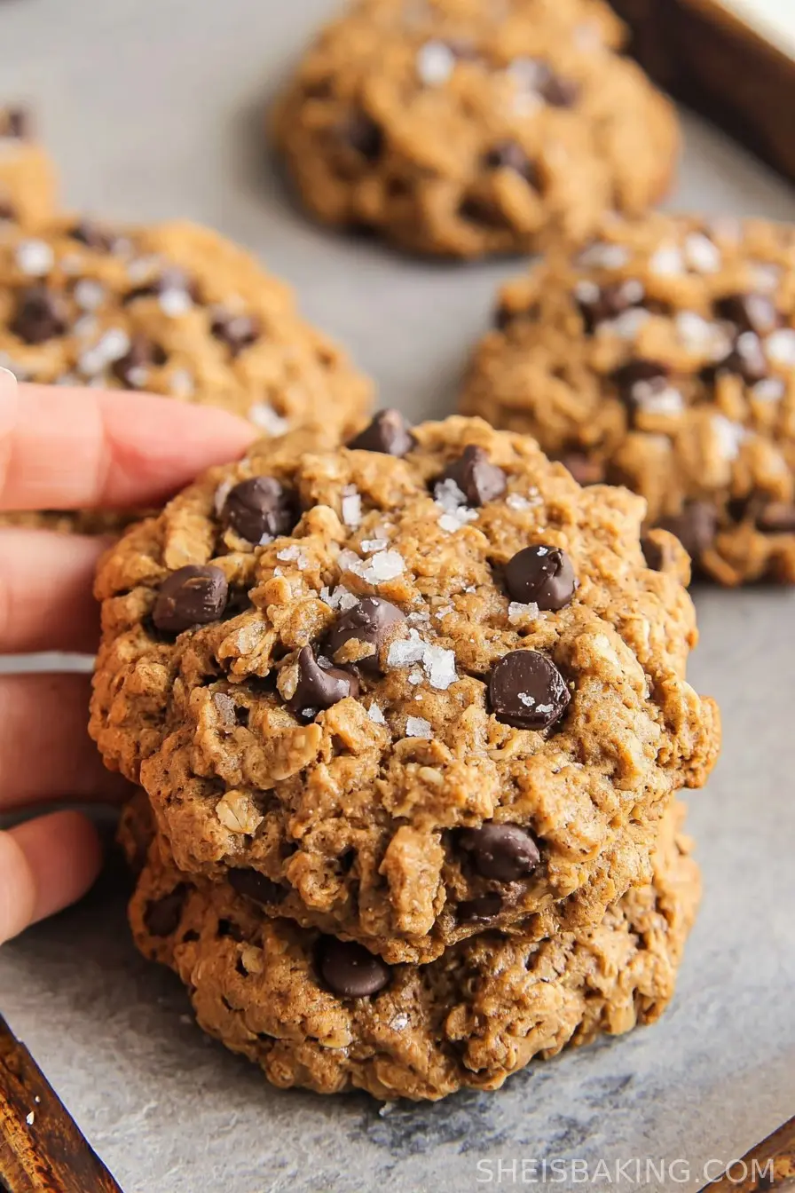 5-Ingredient Peanut Butter Oatmeal Chocolate Chip Cookies