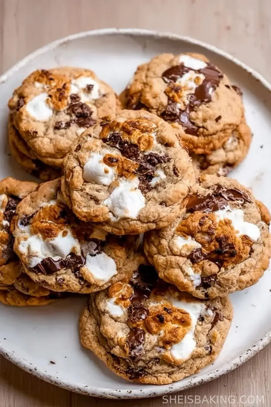 Sourdough S'mores Cookies with Marshmallows and Brown Butter
